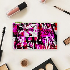 Pink Checker Graffiti Cosmetic Bag (Small) from ArtsNow.com Front