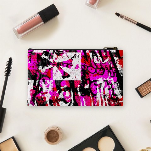 Pink Checker Graffiti Cosmetic Bag (Small) from ArtsNow.com Back