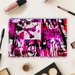 Pink Checker Graffiti Cosmetic Bag (Large) from ArtsNow.com Front