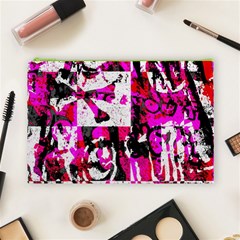 Pink Checker Graffiti Cosmetic Bag (Large) from ArtsNow.com Front