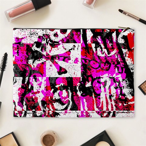 Pink Checker Graffiti Cosmetic Bag (XL) from ArtsNow.com Back