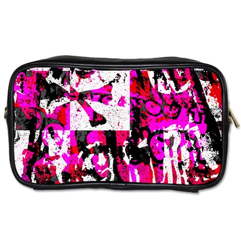 Pink Checker Graffiti Toiletries Bag (Two Sides) from ArtsNow.com Front