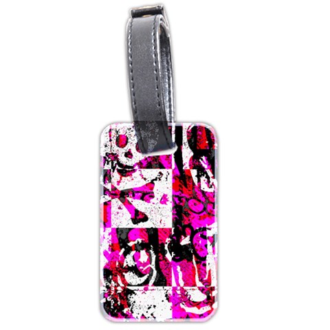 Pink Checker Graffiti Luggage Tag (two sides) from ArtsNow.com Front