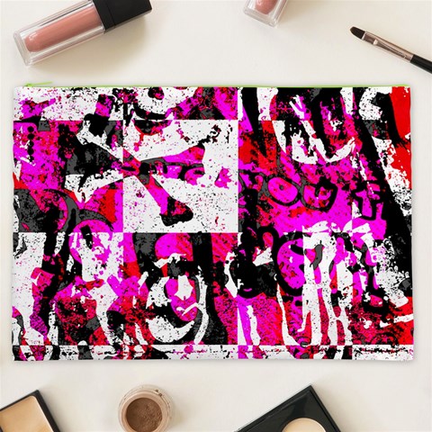 Pink Checker Graffiti Cosmetic Bag (XXL) from ArtsNow.com Front