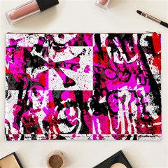 Pink Checker Graffiti Cosmetic Bag (XXL) from ArtsNow.com Back