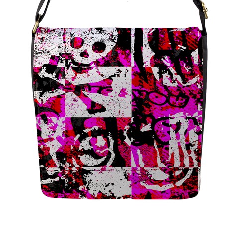 Pink Checker Graffiti Flap Closure Messenger Bag (Large) from ArtsNow.com Front