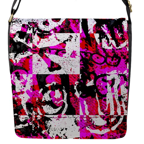 Pink Checker Graffiti Flap closure messenger bag (Small) from ArtsNow.com Front