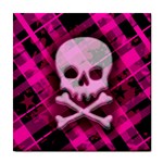 Pink Plaid Skull Tile Coaster