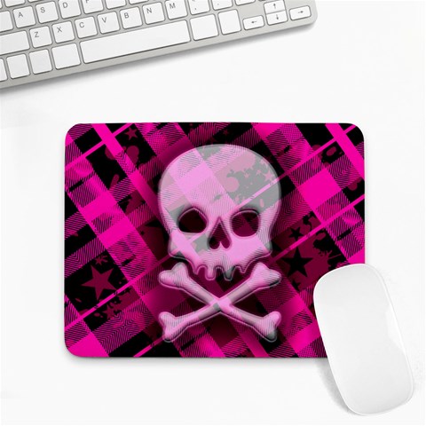 Pink Plaid Skull Small Mousepad from ArtsNow.com Front