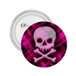 Pink Plaid Skull 2.25  Button