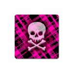 Pink Plaid Skull Magnet (Square)