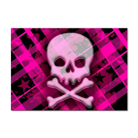 Pink Plaid Skull Sticker A4 (10 pack) from ArtsNow.com Front