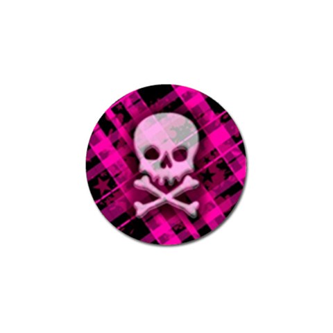 Pink Plaid Skull Golf Ball Marker from ArtsNow.com Front