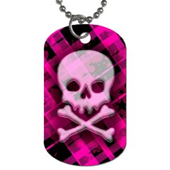 Pink Plaid Skull Dog Tag (Two Sides) from ArtsNow.com Front