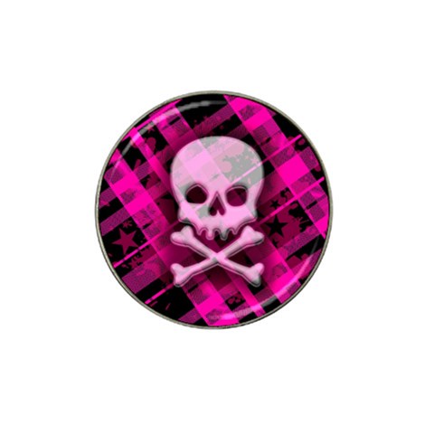 Pink Plaid Skull Hat Clip Ball Marker (4 pack) from ArtsNow.com Front