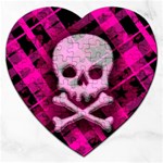 Pink Plaid Skull Jigsaw Puzzle (Heart)