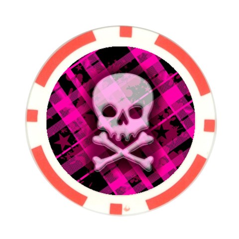 Pink Plaid Skull Poker Chip Card Guard from ArtsNow.com Front