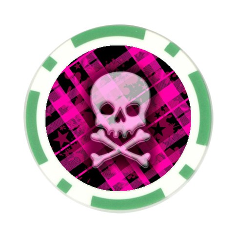 Pink Plaid Skull Poker Chip Card Guard from ArtsNow.com Front