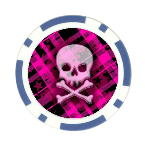 Pink Plaid Skull Poker Chip Card Guard from ArtsNow.com Front