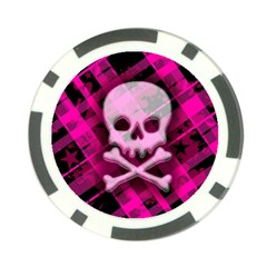 Pink Plaid Skull Poker Chip Card Guard from ArtsNow.com Front