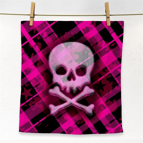 Pink Plaid Skull Face Towel from ArtsNow.com Front