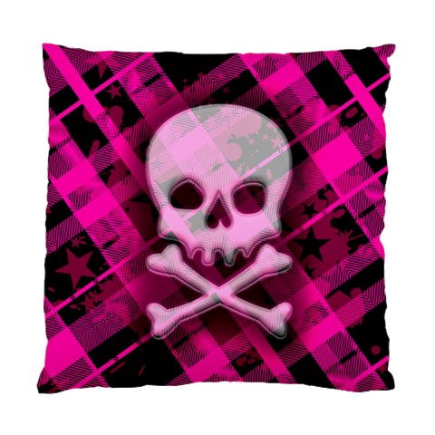 Pink Plaid Skull Cushion Case (Two Sides) from ArtsNow.com Back