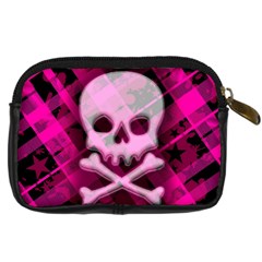 Pink Plaid Skull Digital Camera Leather Case from ArtsNow.com Back