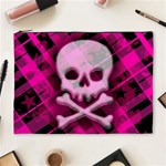 Pink Plaid Skull Cosmetic Bag (XL)