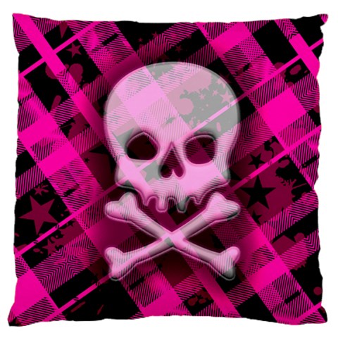 Pink Plaid Skull Large Cushion Case (One Side) from ArtsNow.com Front