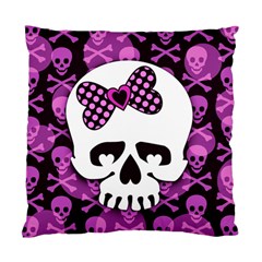 Pink Polka Dot Bow Skull Cushion Case (Two Sides) from ArtsNow.com Back