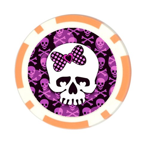 Pink Polka Dot Bow Skull Poker Chip Card Guard (10 pack) from ArtsNow.com Front