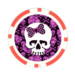 Pink Polka Dot Bow Skull Poker Chip Card Guard (10 pack) from ArtsNow.com Front