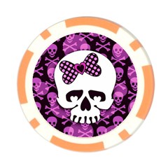 Pink Polka Dot Bow Skull Poker Chip Card Guard (10 pack) from ArtsNow.com Front