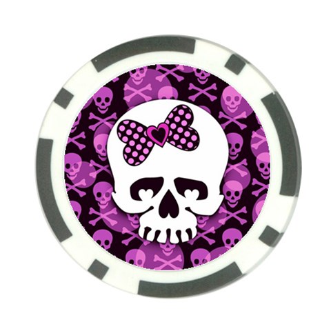 Pink Polka Dot Bow Skull Poker Chip Card Guard (10 pack) from ArtsNow.com Back