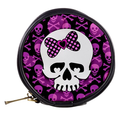 Pink Polka Dot Bow Skull Mini Makeup Bag from ArtsNow.com Back