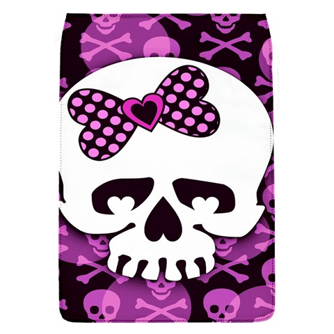 Pink Polka Dot Bow Skull Removable Flap Cover (Small) from ArtsNow.com Front