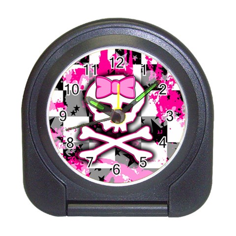 Pink Skull Scene Girl Travel Alarm Clock from ArtsNow.com Front