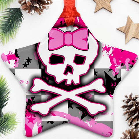 Pink Skull Scene Girl Star Ornament (Two Sides) from ArtsNow.com Back