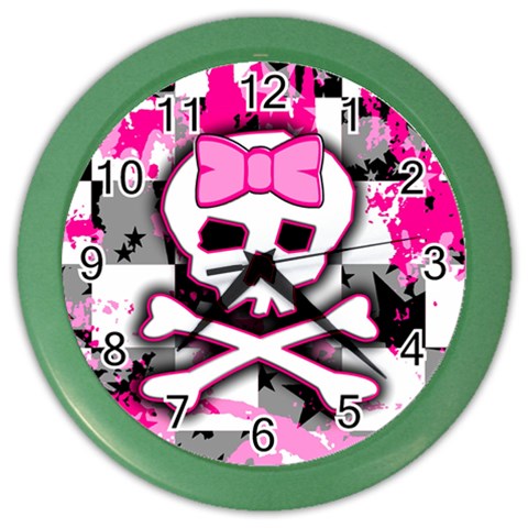 Pink Skull Scene Girl Color Wall Clock from ArtsNow.com Front