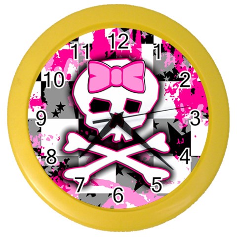 Pink Skull Scene Girl Color Wall Clock from ArtsNow.com Front