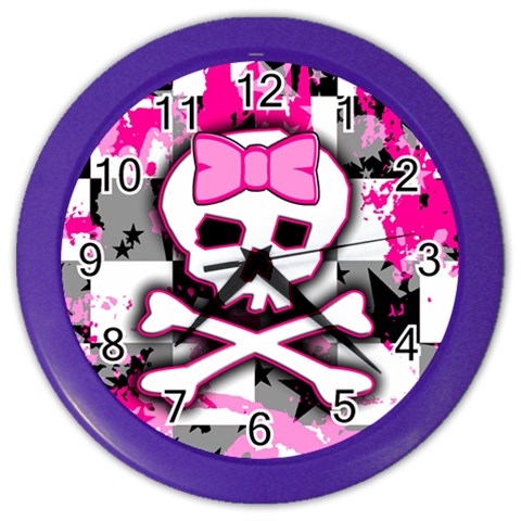 Pink Skull Scene Girl Color Wall Clock from ArtsNow.com Front