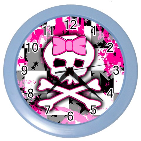 Pink Skull Scene Girl Color Wall Clock from ArtsNow.com Front