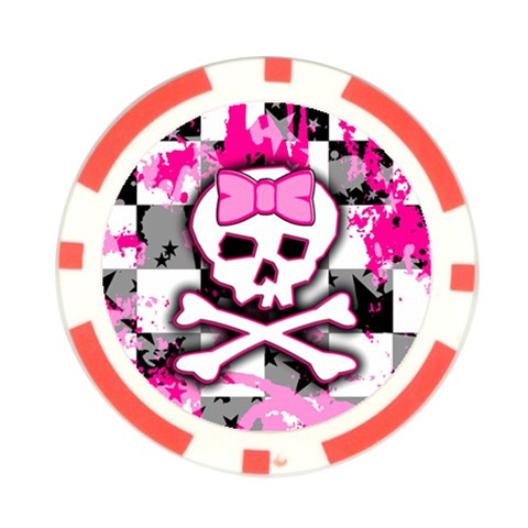 Pink Skull Scene Girl Poker Chip Card Guard from ArtsNow.com Front