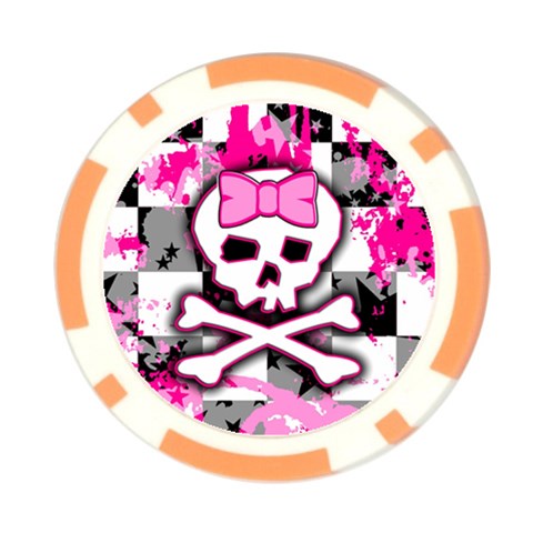 Pink Skull Scene Girl Poker Chip Card Guard from ArtsNow.com Front