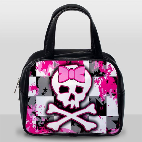 Pink Skull Scene Girl Classic Handbag (Two Sides) from ArtsNow.com Back