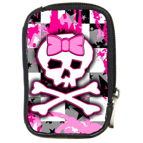 Pink Skull Scene Girl Compact Camera Leather Case from ArtsNow.com Front