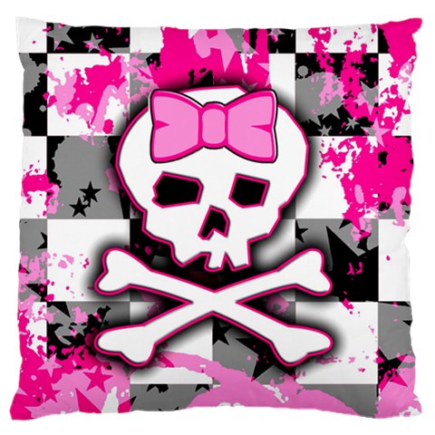 Pink Skull Scene Girl Large Cushion Case (Two Sides) from ArtsNow.com Front