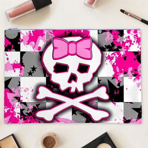 Pink Skull Scene Girl Cosmetic Bag (XXL) from ArtsNow.com Front