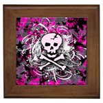 Pink Skull Splatter Framed Tile