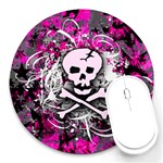 Pink Skull Splatter Round Mousepad